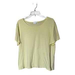 FLAX Yellow 100% Cotton Engelhart Short Sleeve Tee T-Shirt Top Size Large